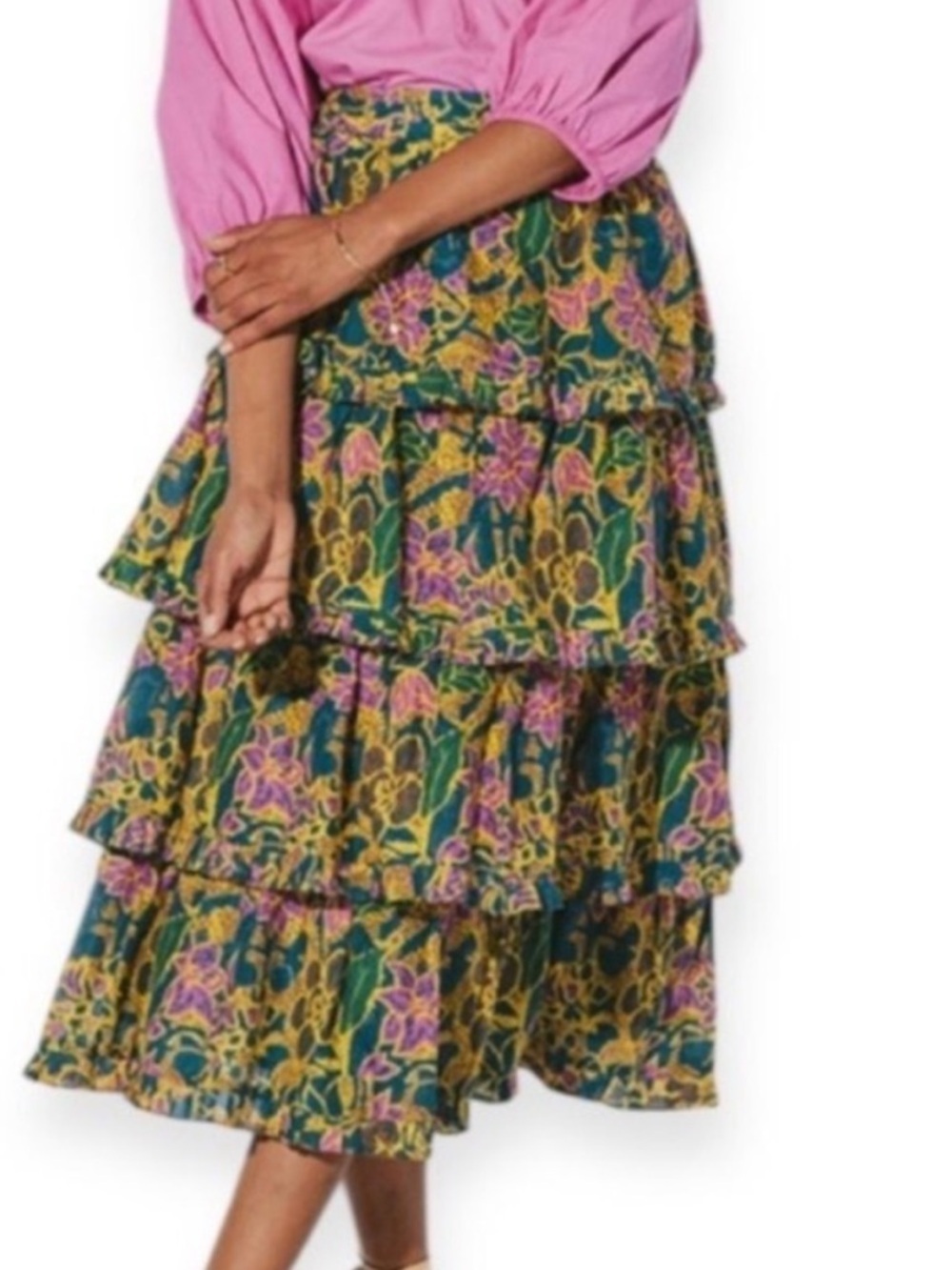 Cleobella Lana Ruffle Tiered Midi Skirt Boho new long skirt gorgeous